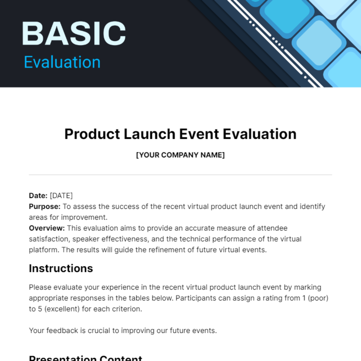 Basic Evaluation Template - Edit Online & Download