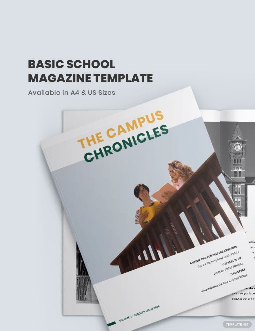Basic School Magazine Template in Word, Apple Pages, Publisher, InDesign