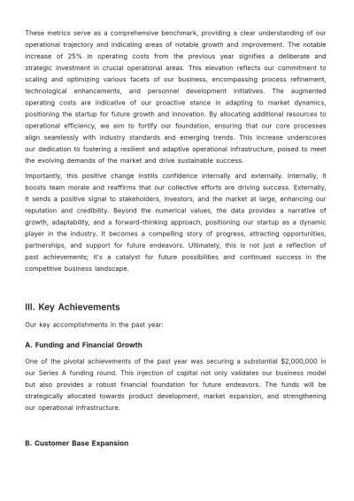 Free Startup Annual Operations Report Template to Edit Online