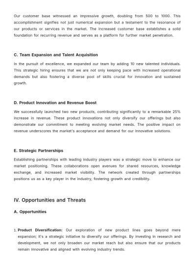 Free Startup Annual Operations Report Template to Edit Online