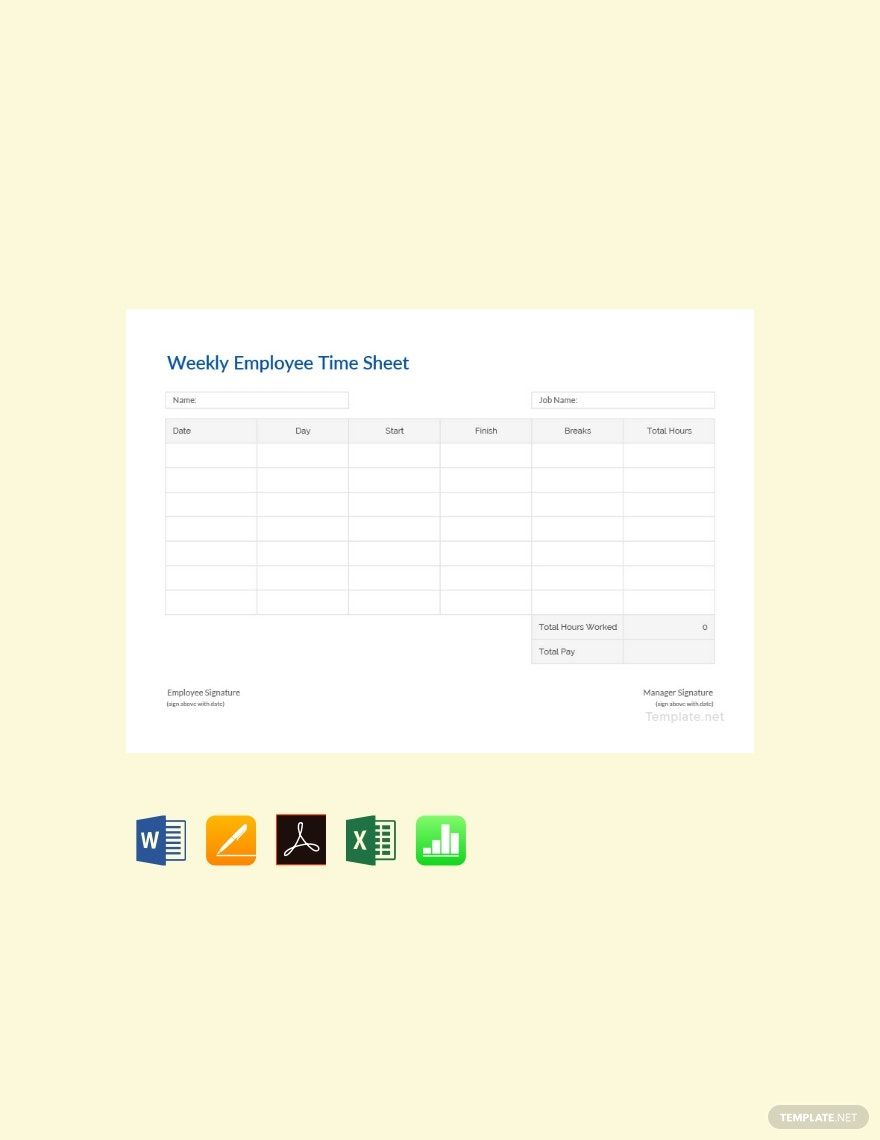 Weekly Employee Time Sheet Template