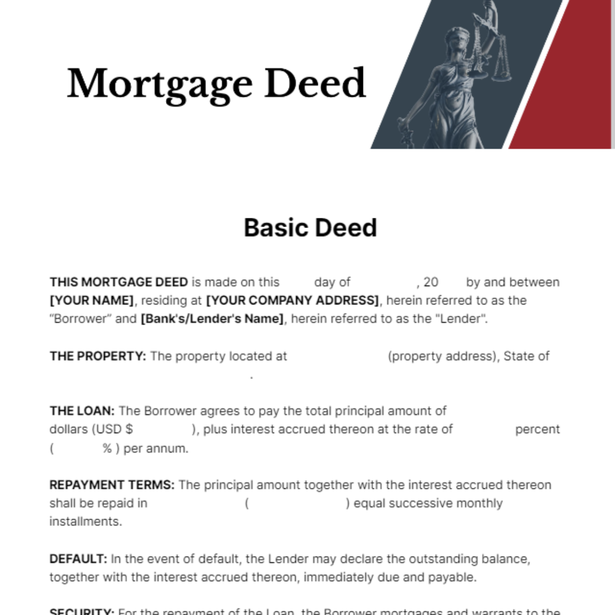 Basic Deed Template - Edit Online & Download