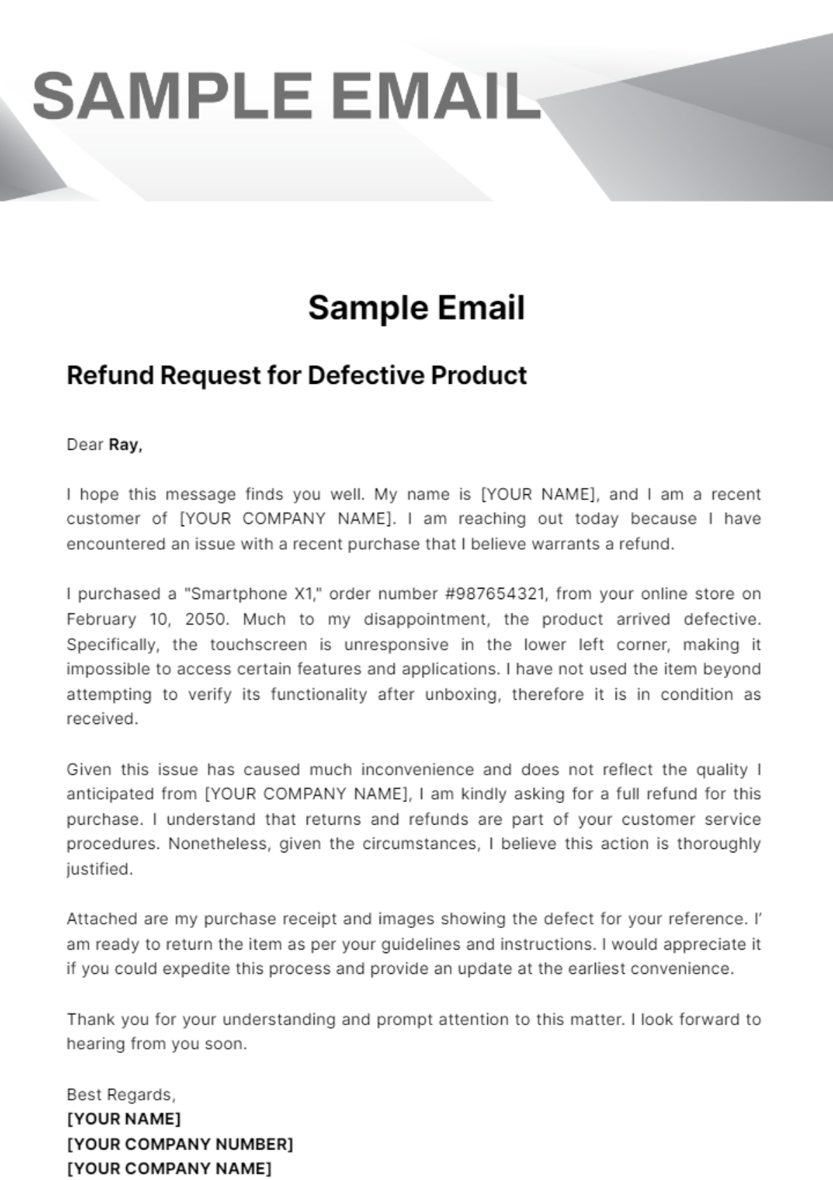 Sample Email Template - Edit Online & Download Example | Template.net
