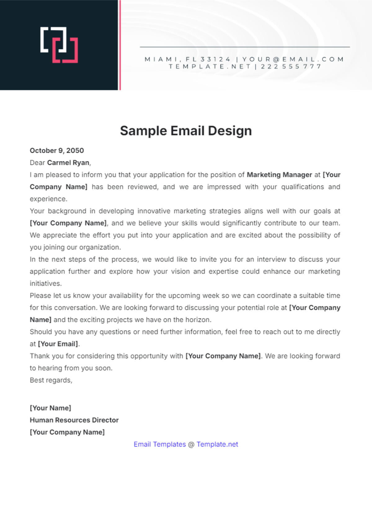 Sample Email Template - Edit Online & Download