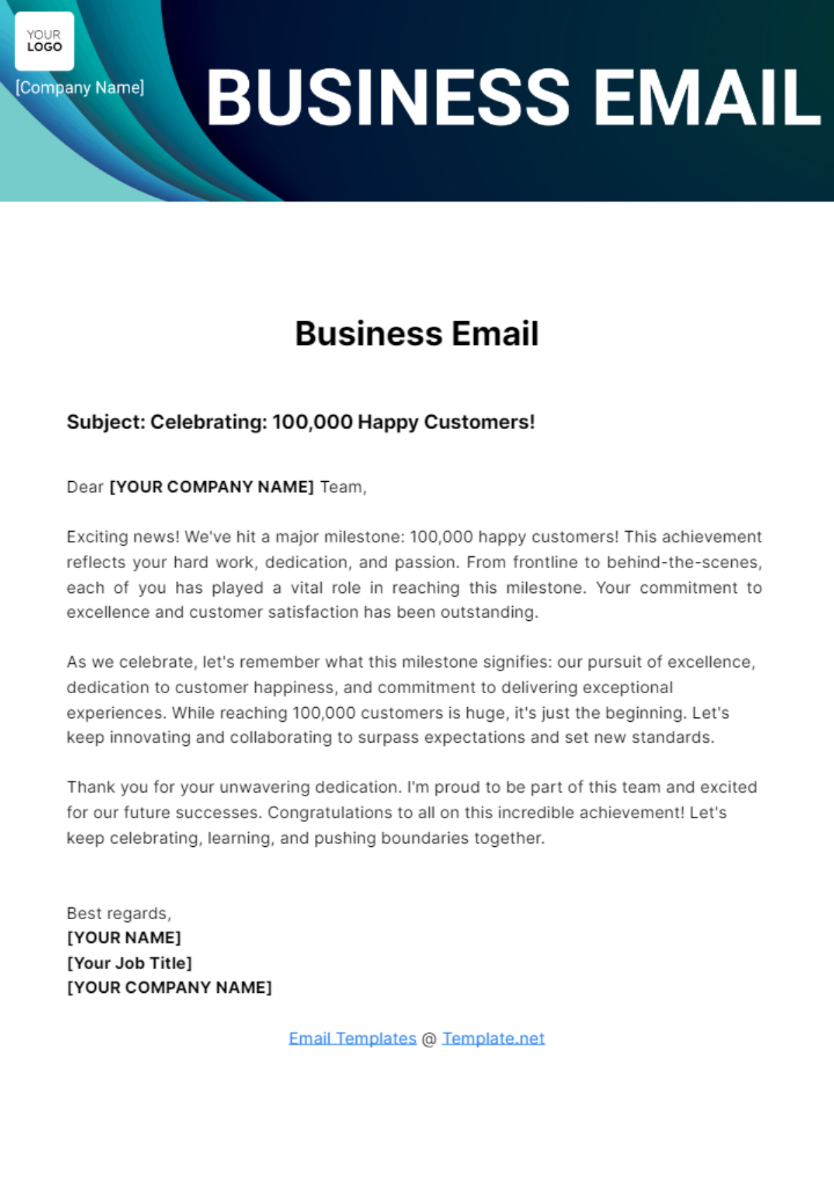 Business Email Template - Edit Online & Download