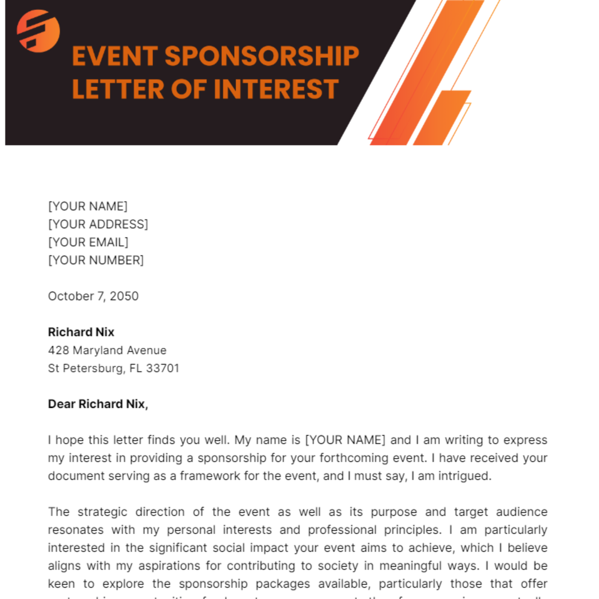 Event Sponsorship Letter of Interest Template