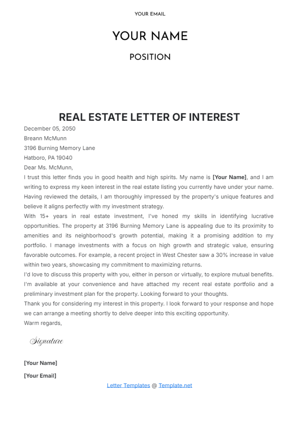 FREE Letter of Interest Templates & Examples - Edit Online & Download ...