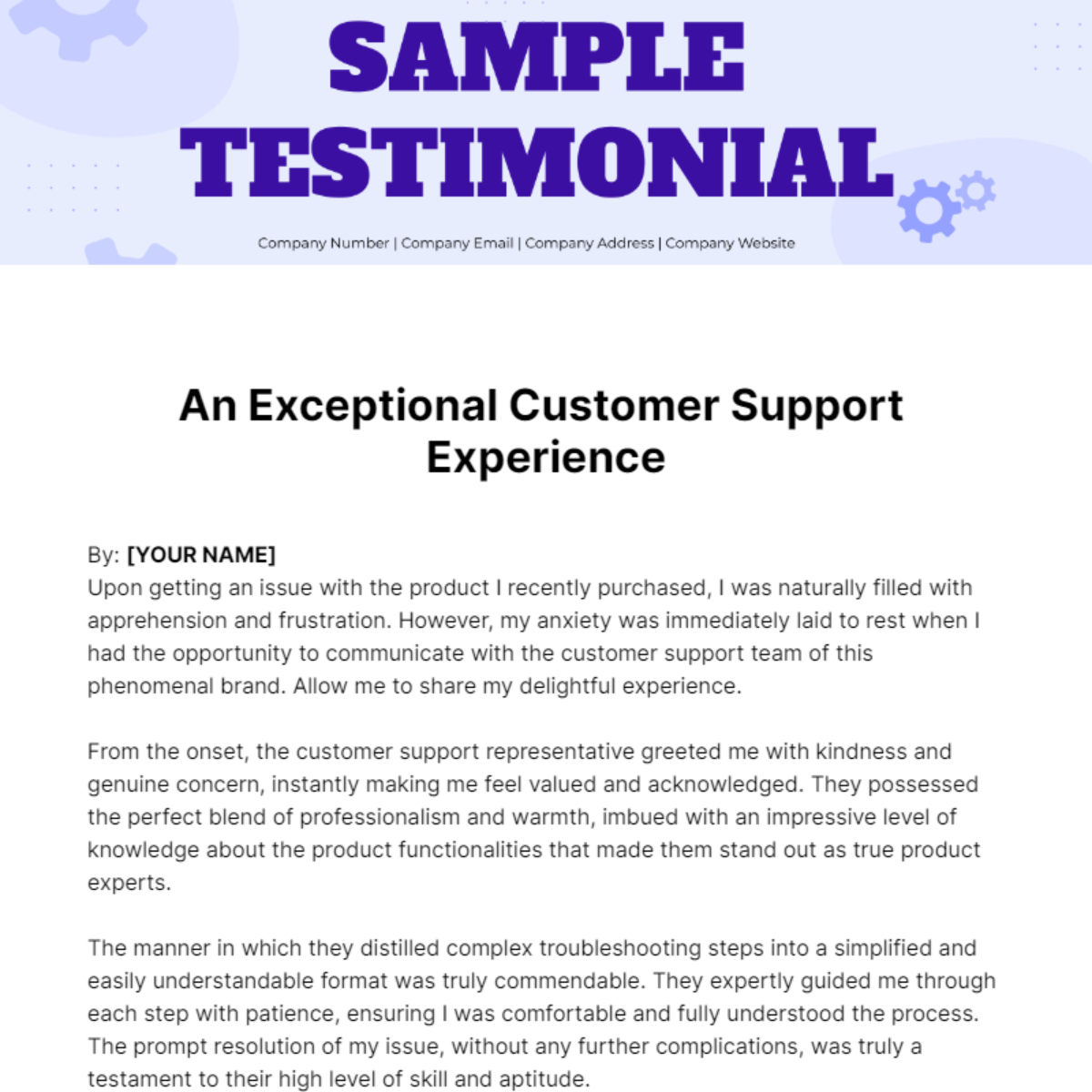 Sample Testimonial Template - Edit Online & Download