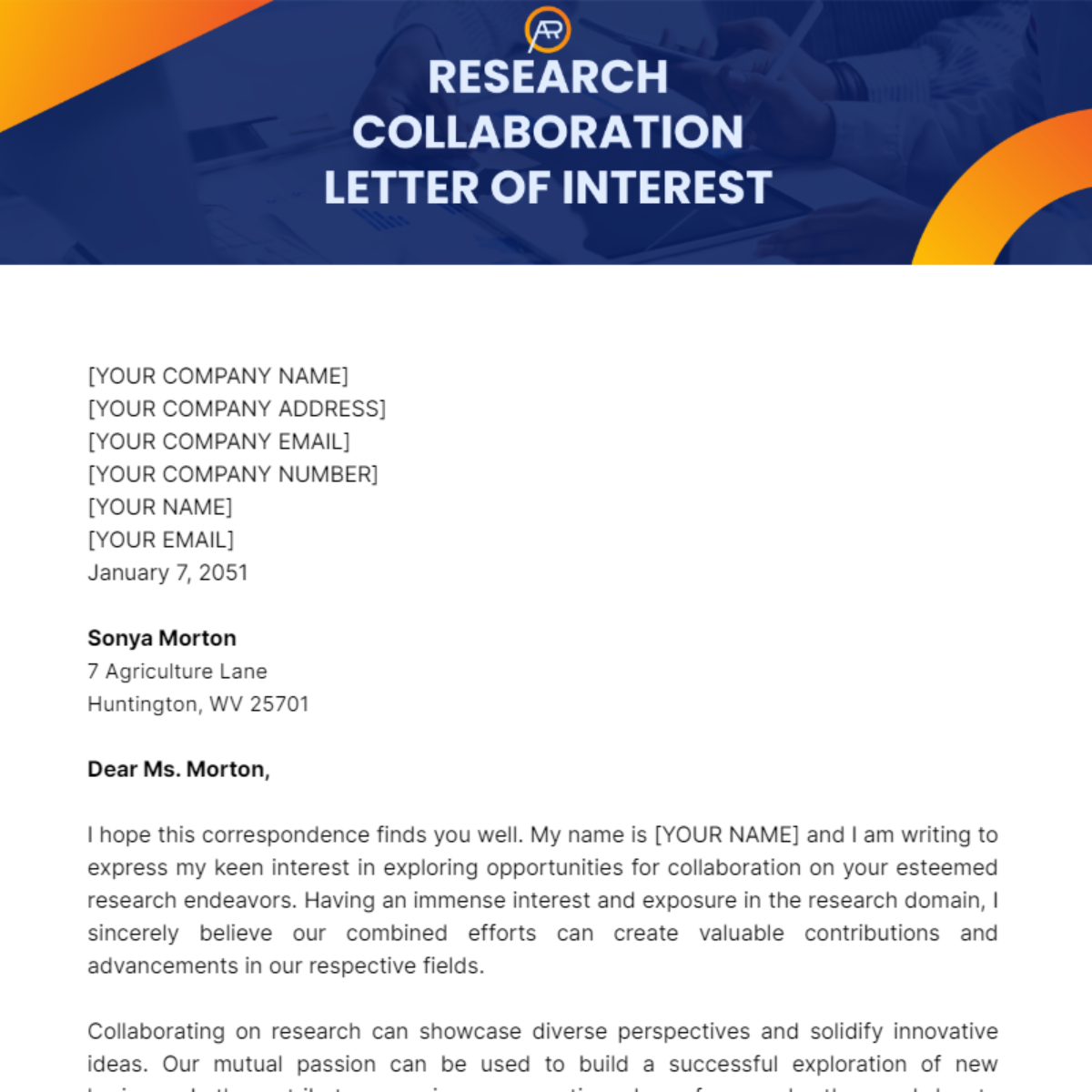 Research Collaboration Letter of Interest Template