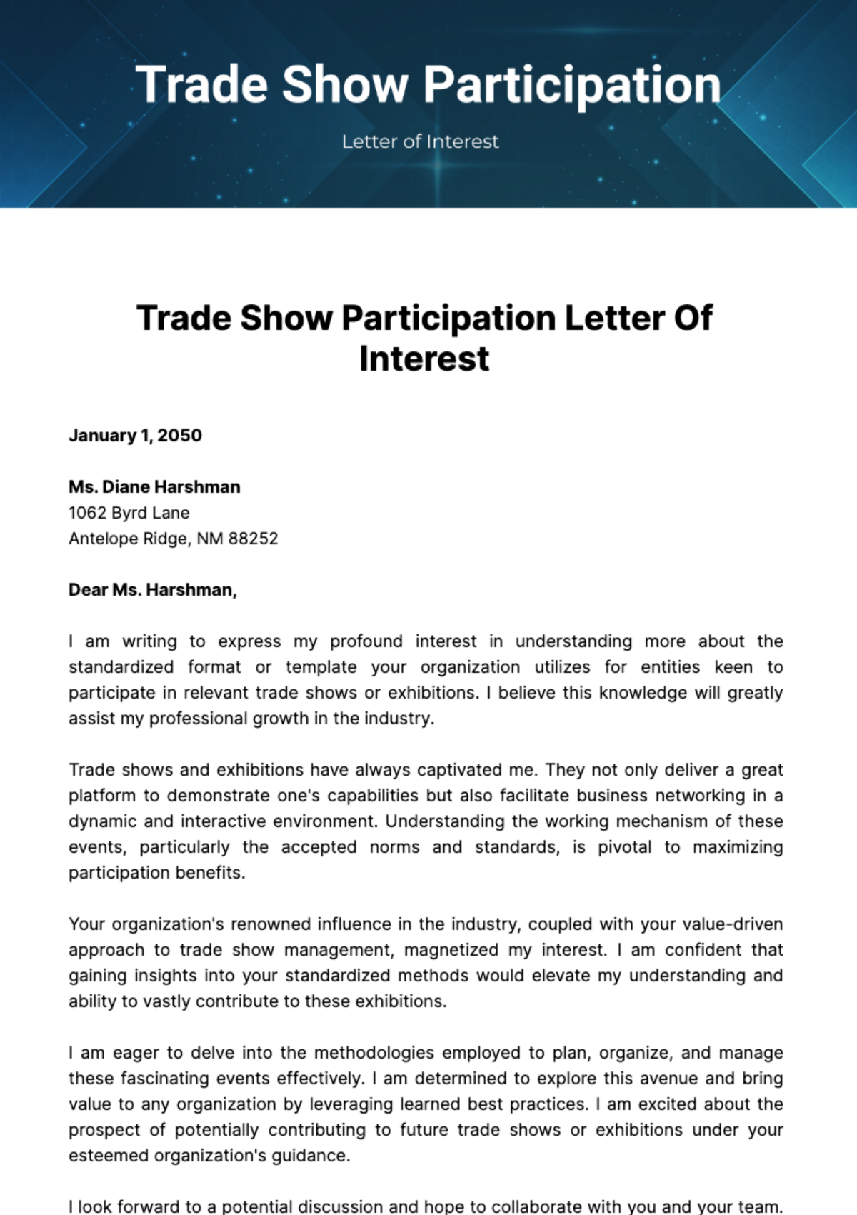 Trade Show Participation Letter of Interest Template