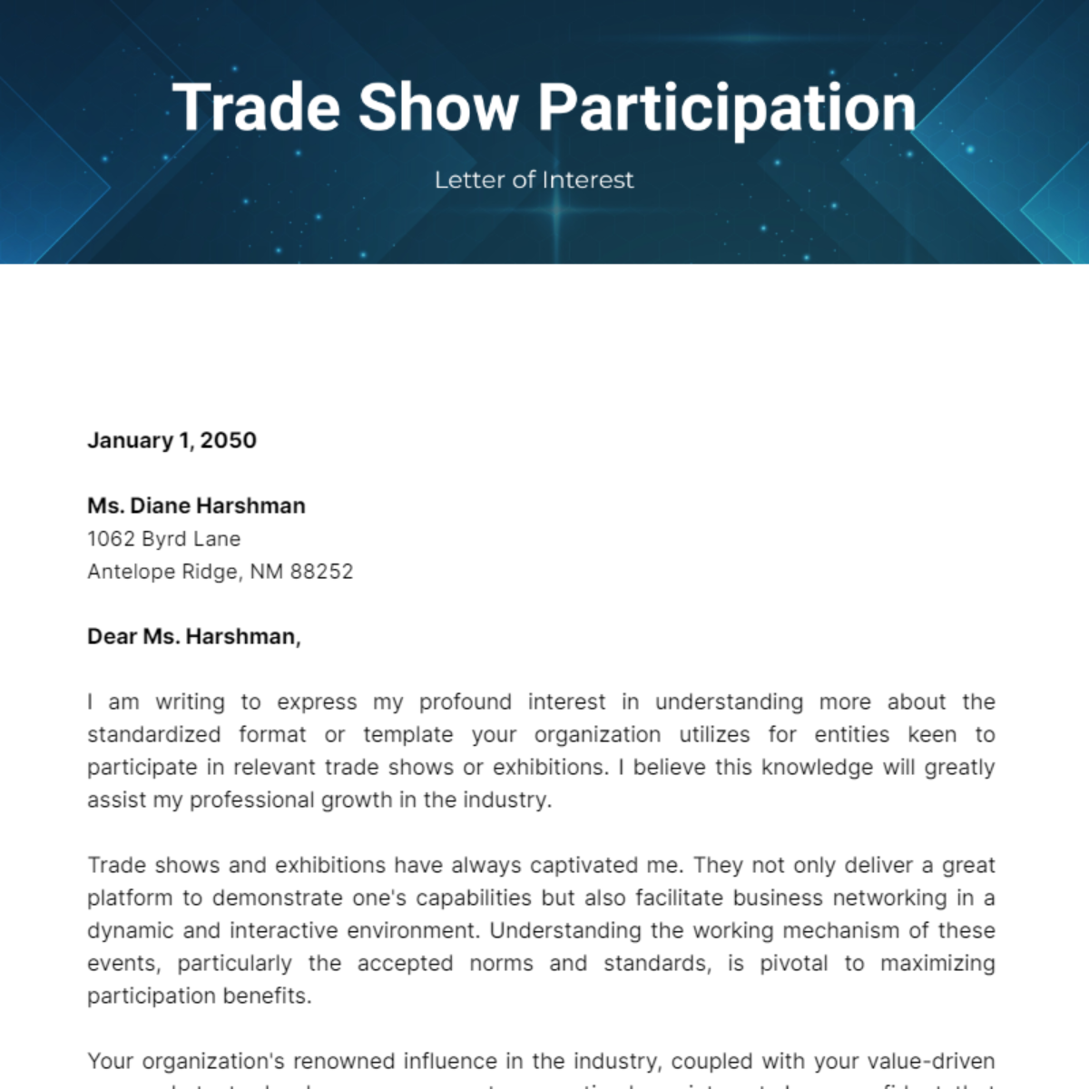 Trade Show Participation Letter of Interest Template