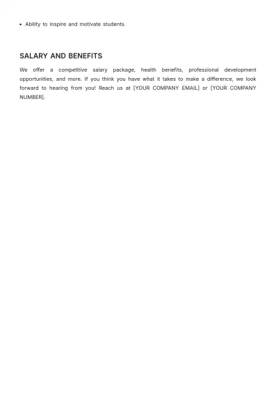 Free Career and Technical Education (CTE) Teacher Job Description Template to Edit Online