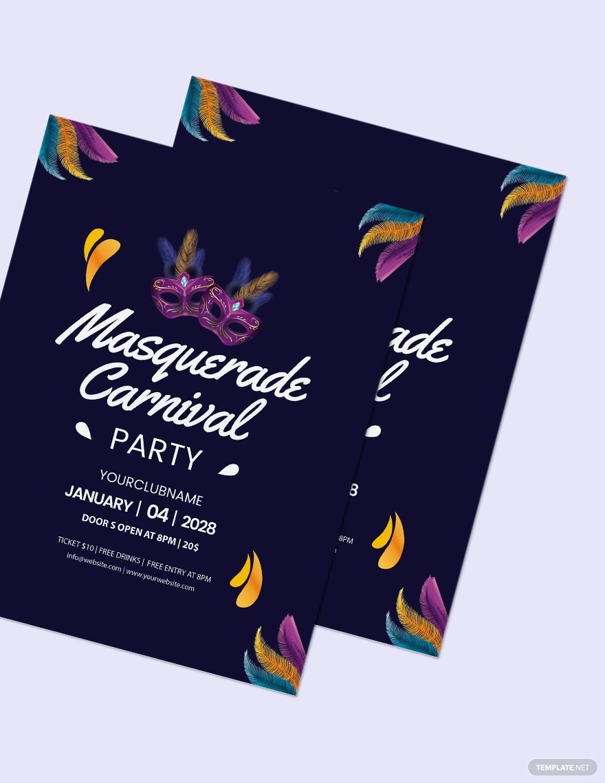 Masquerade Carnival Flyer Template in Word, Google Docs, Illustrator, PSD, Apple Pages, Publisher