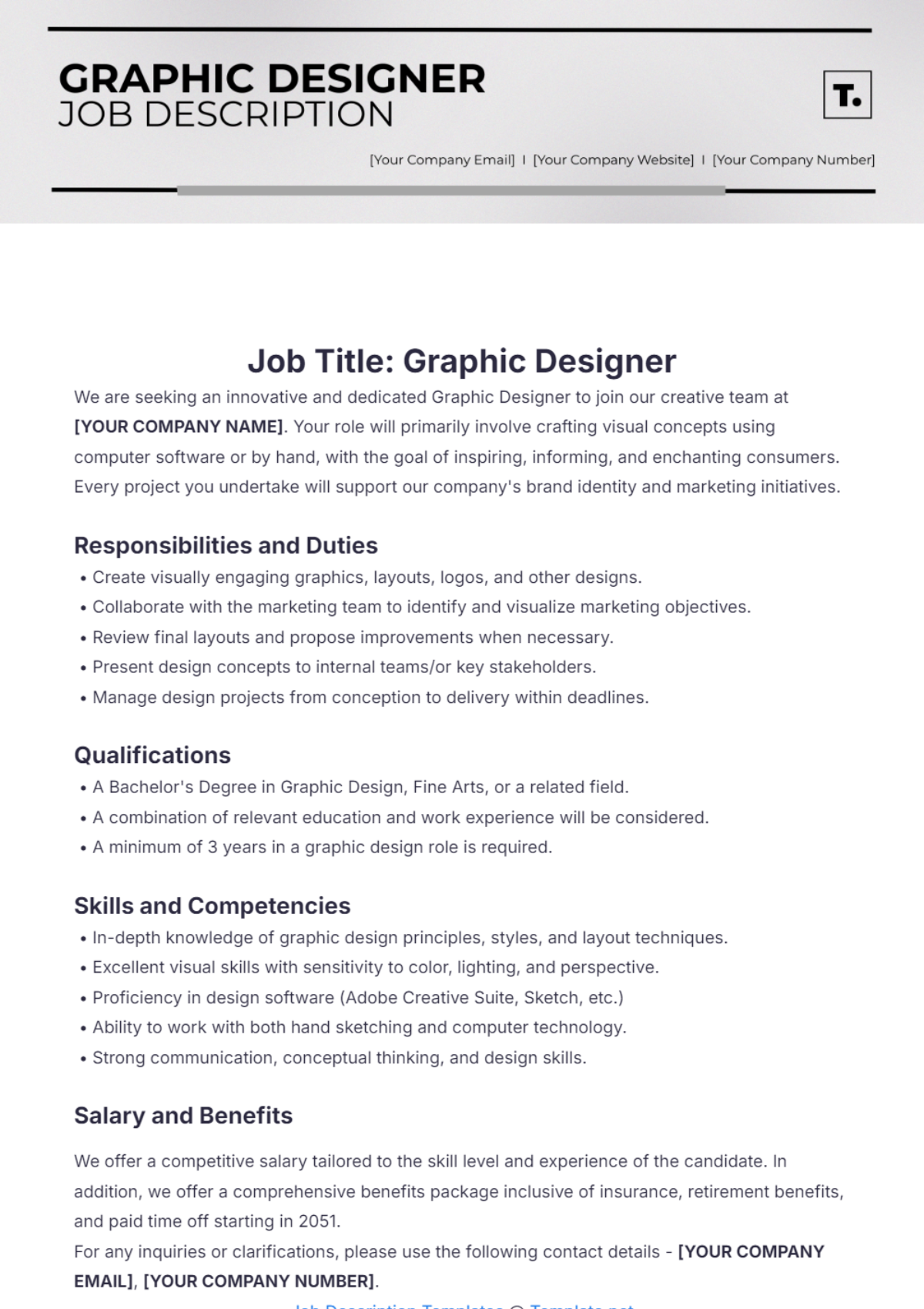 Graphic Designer Job Description Template - Edit Online & Download