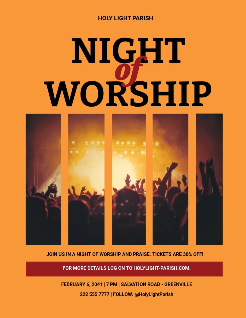 Worship Night Flyer Template [Free PDF] - Word | PSD | Apple Pages