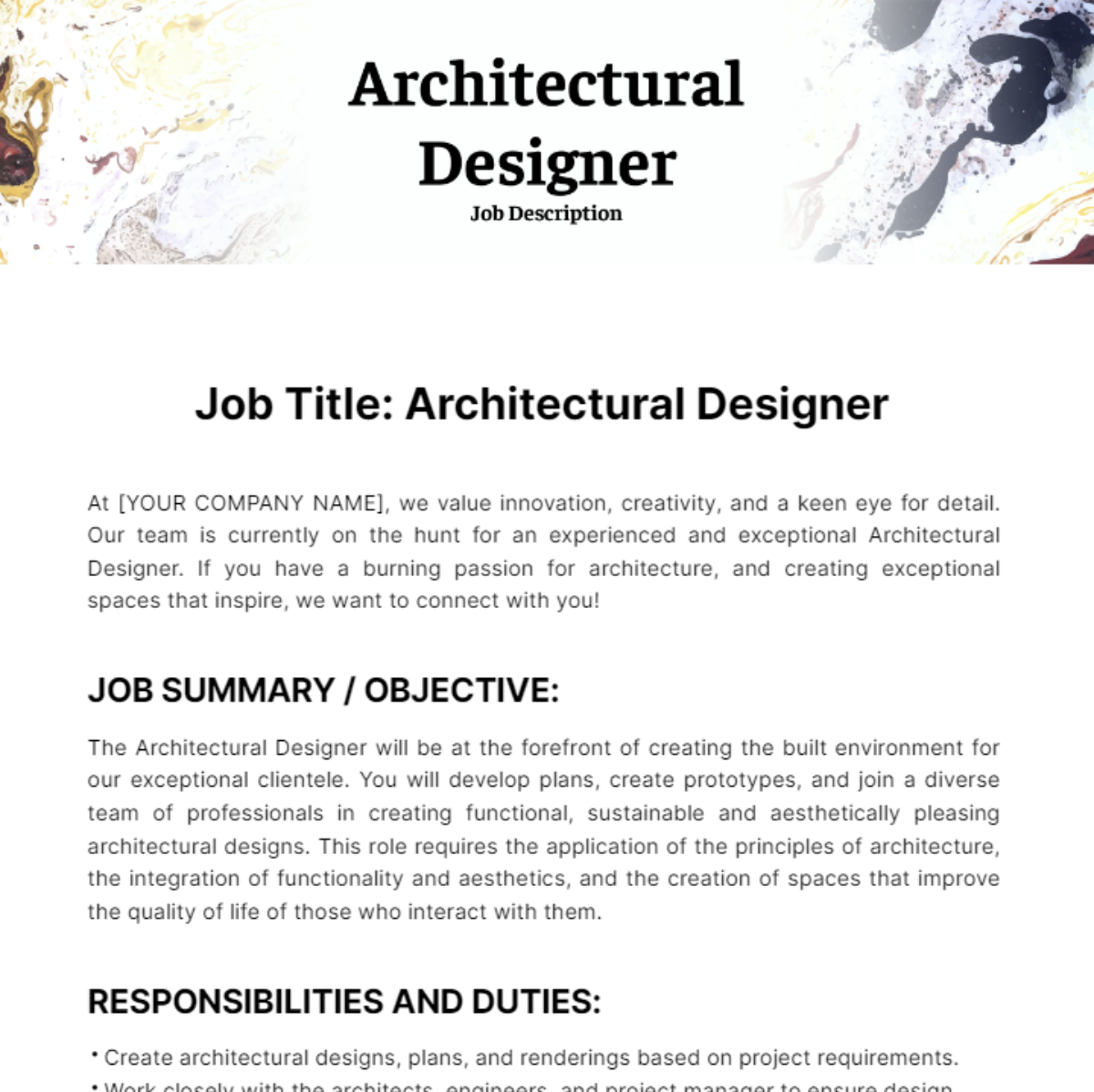 Architectural Designer Job Description Template