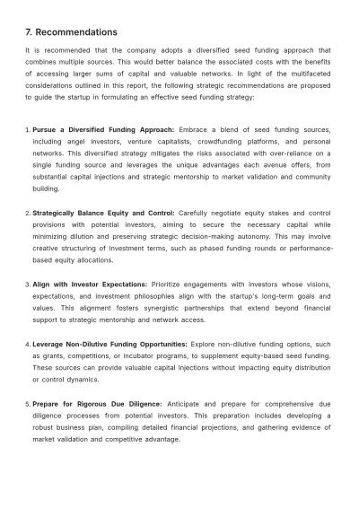 Free Startup Seed Funding Strategy Report Template to Edit Online