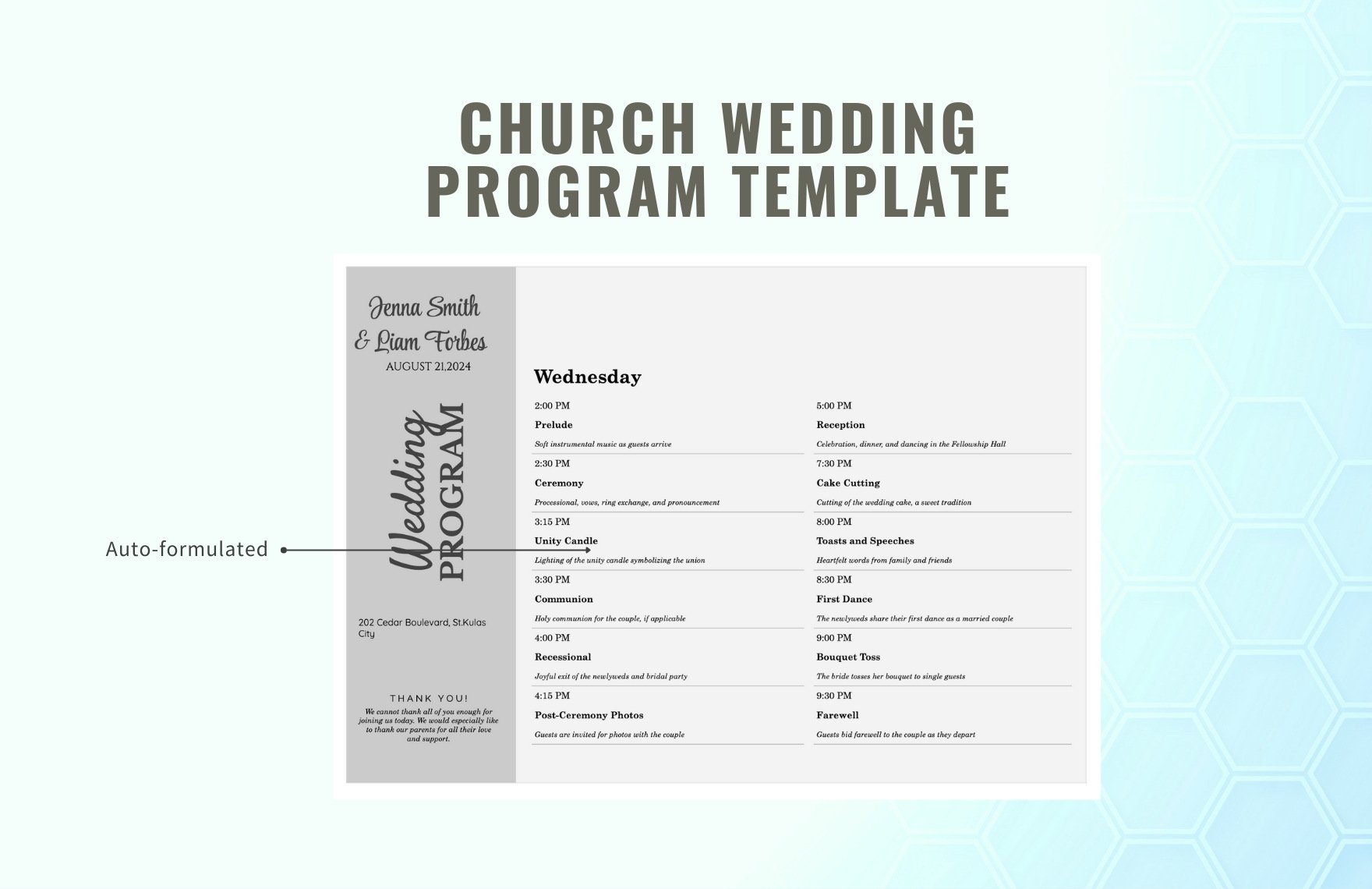 Church Wedding Program Template