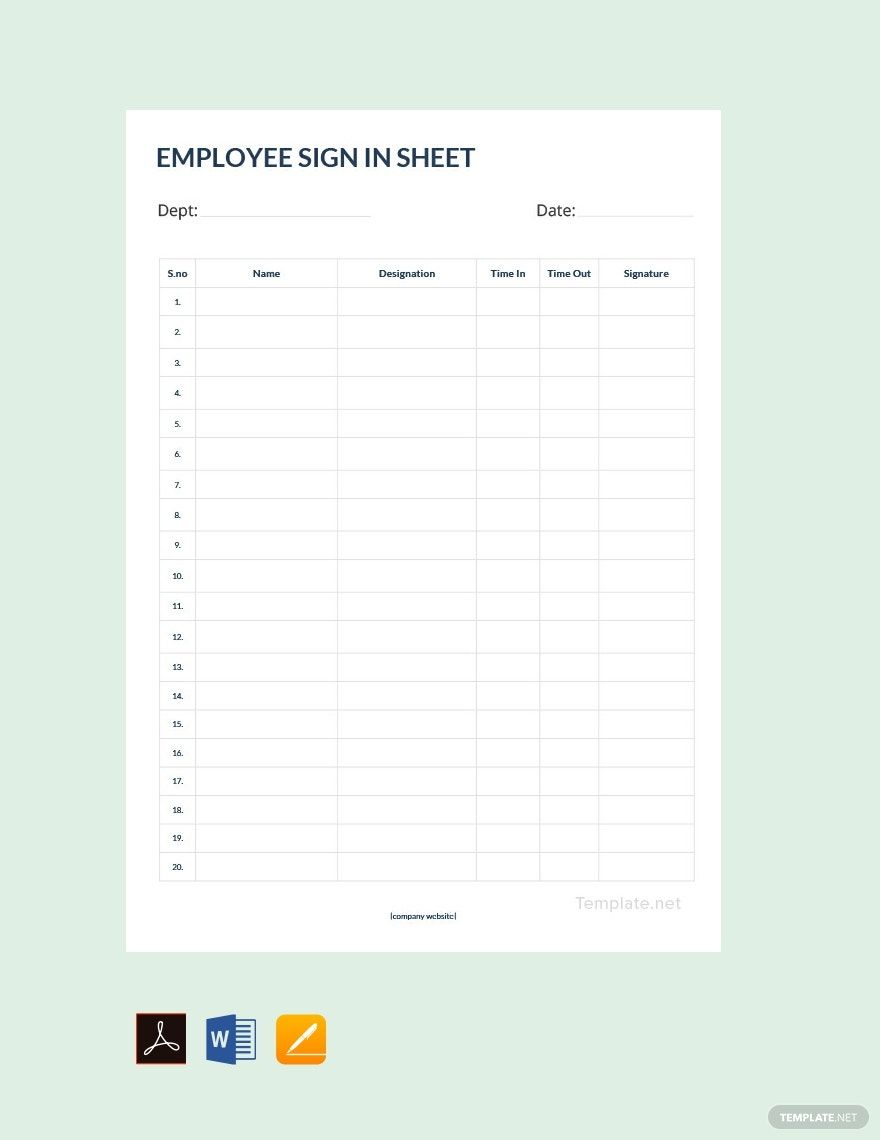 Employee Sign In Sheet Template