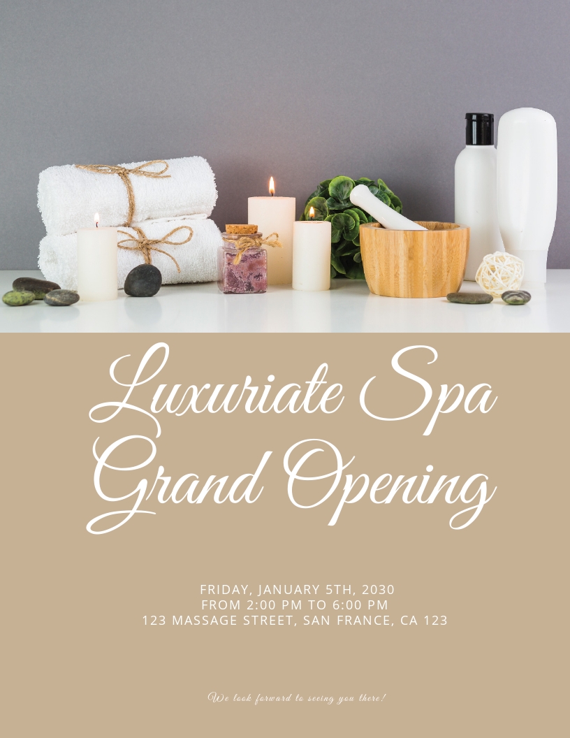 Spa Grand Opening Flyer