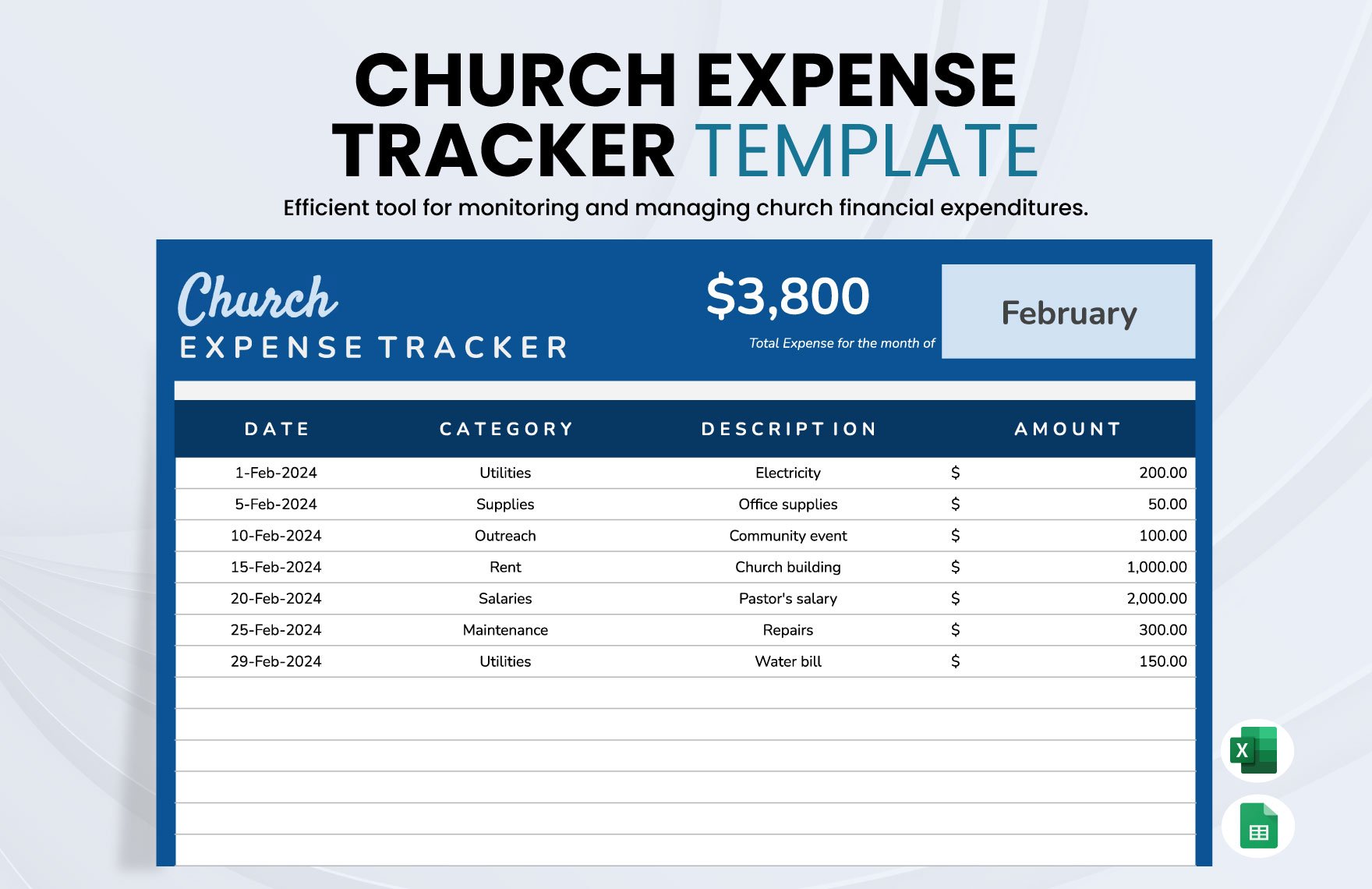 Church Expense Tracker Template