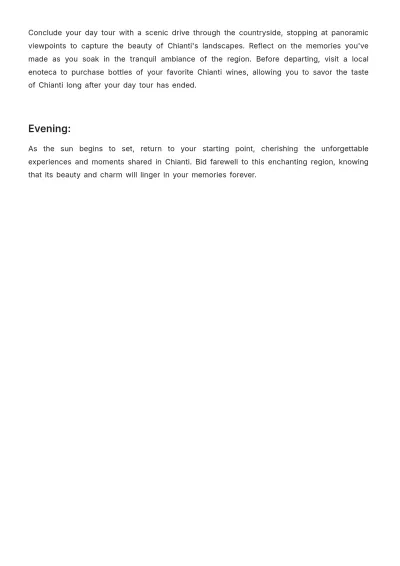 Free Chianti Itinerary Template to Edit Online