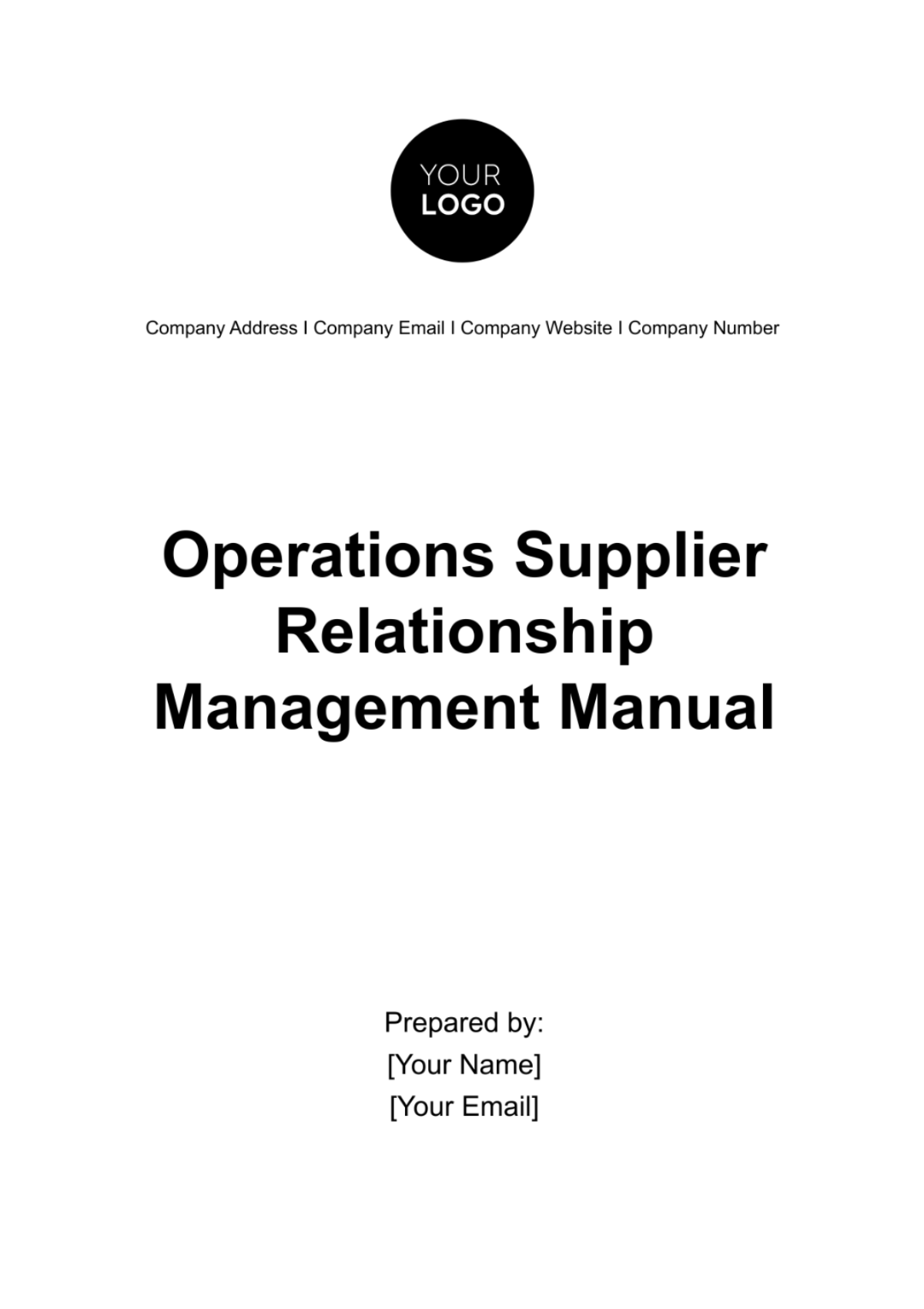 Operations Supplier Relationship Management Manual Template