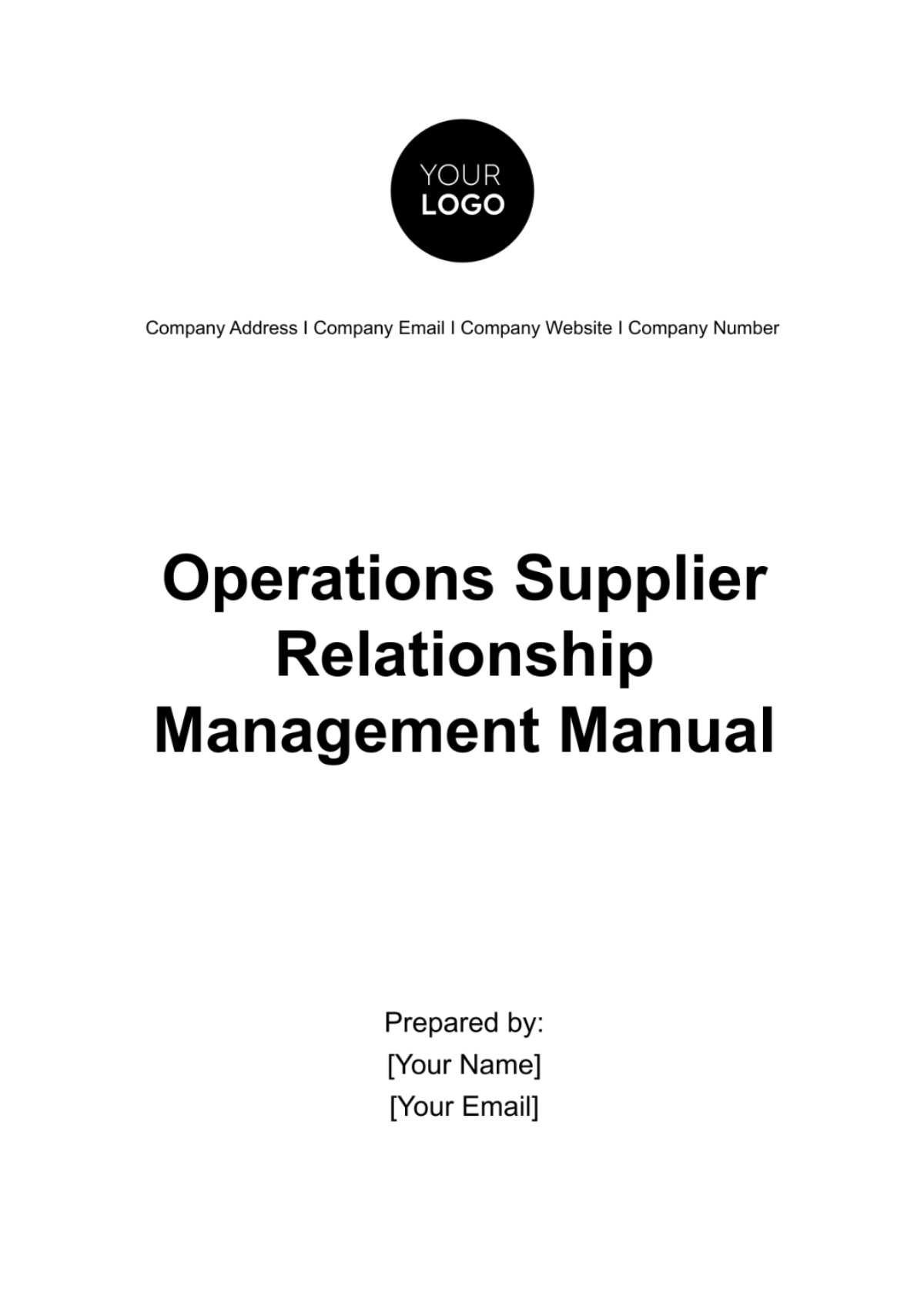 Operations Supplier Relationship Management Manual Template - Edit Online & Download