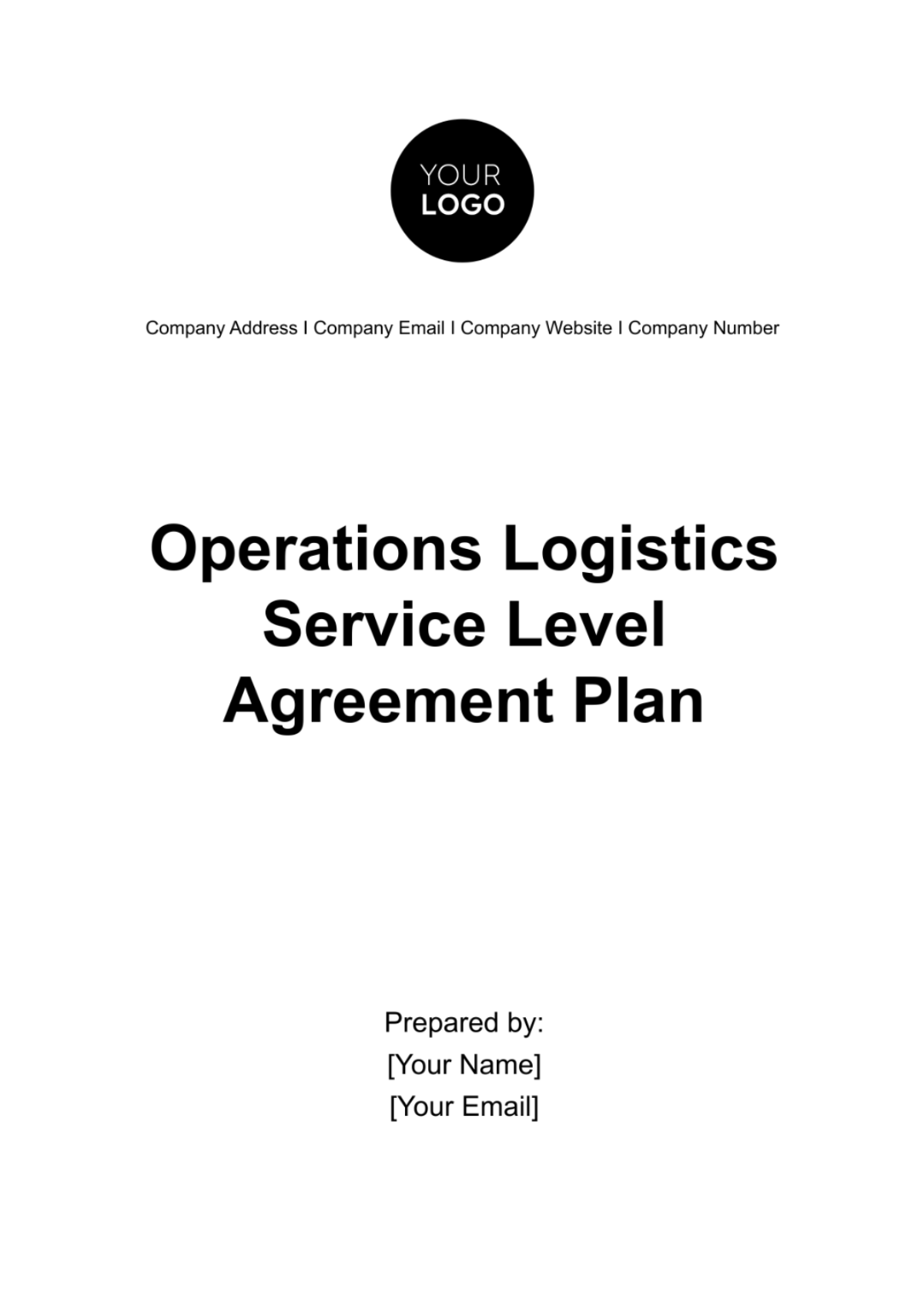 Operations Logistics Service Level Agreement Plan Template