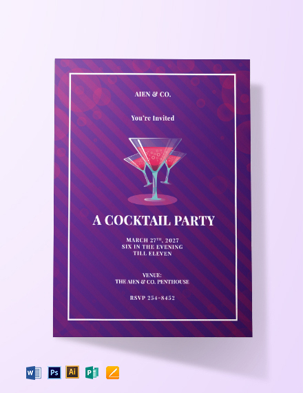 FREE Cocktail Party Invitations - Apple (MAC) Pages | Template.net