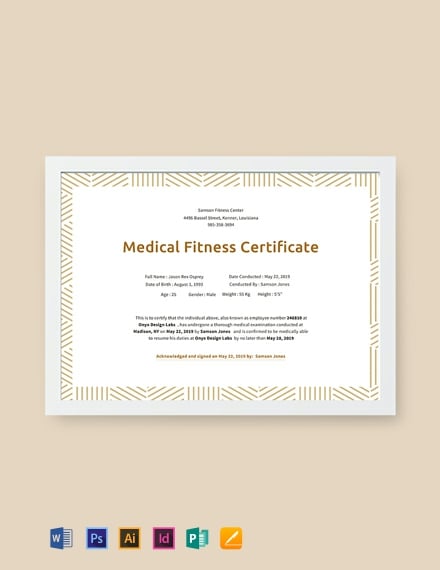 Fitness Certificate Template