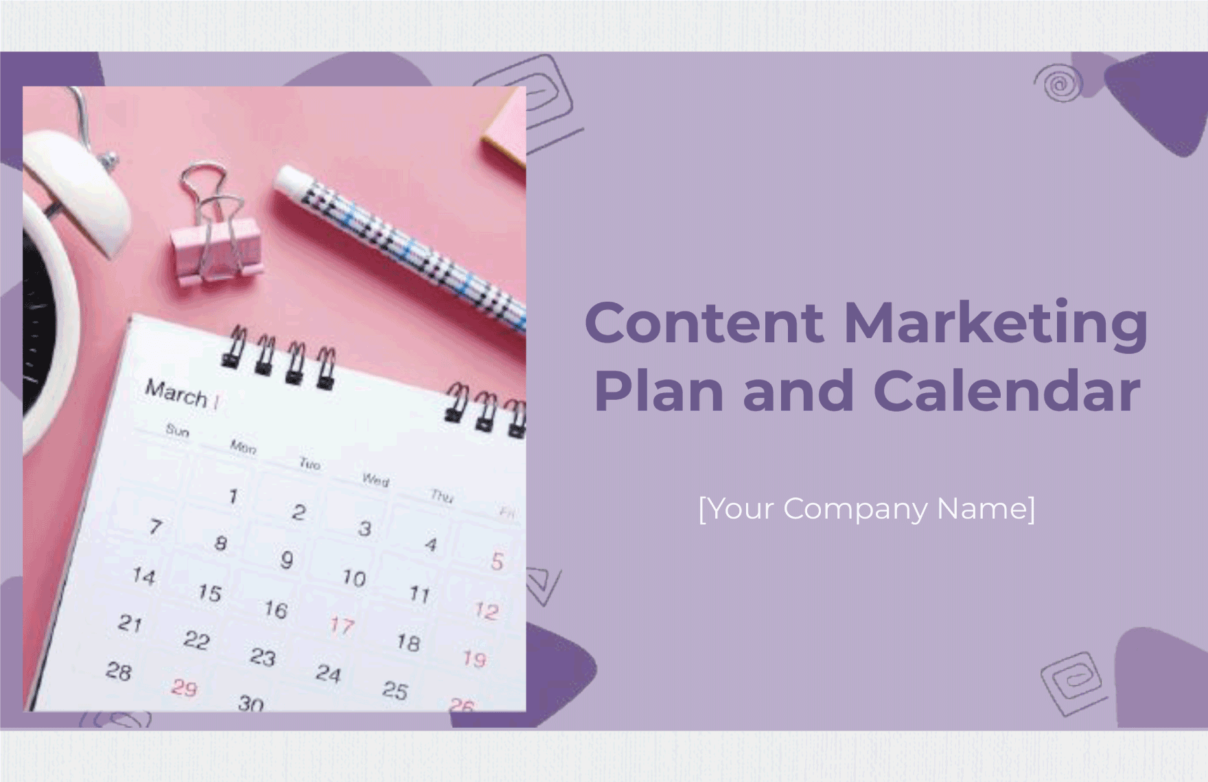 Content Marketing Plan and Calendar Presentation Template
