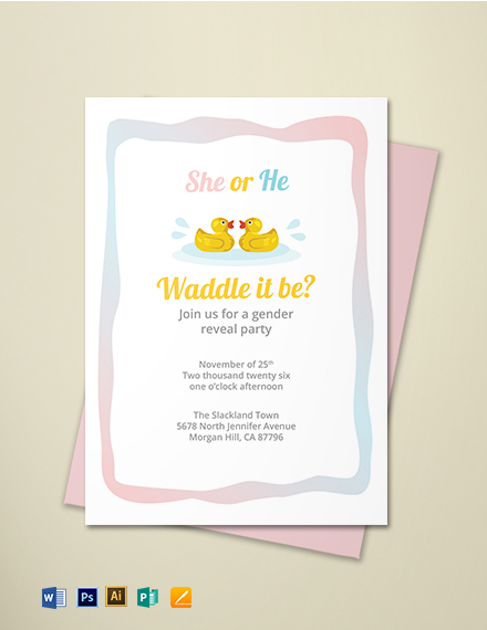 Free Chalkboard Gender Reveal Invitation Template - Illustrator, Word ...