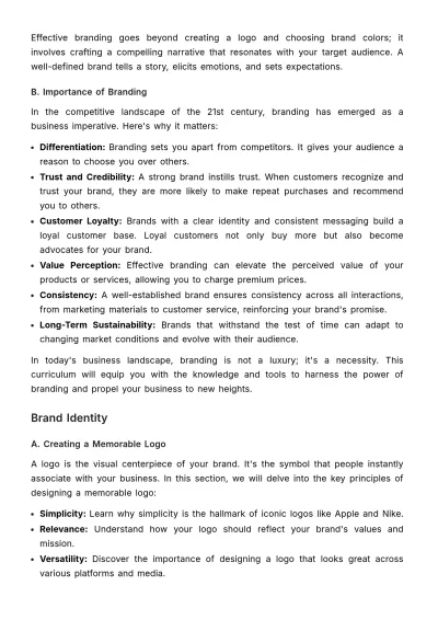 Free Marketing Brand Education Curriculum Template to Edit Online