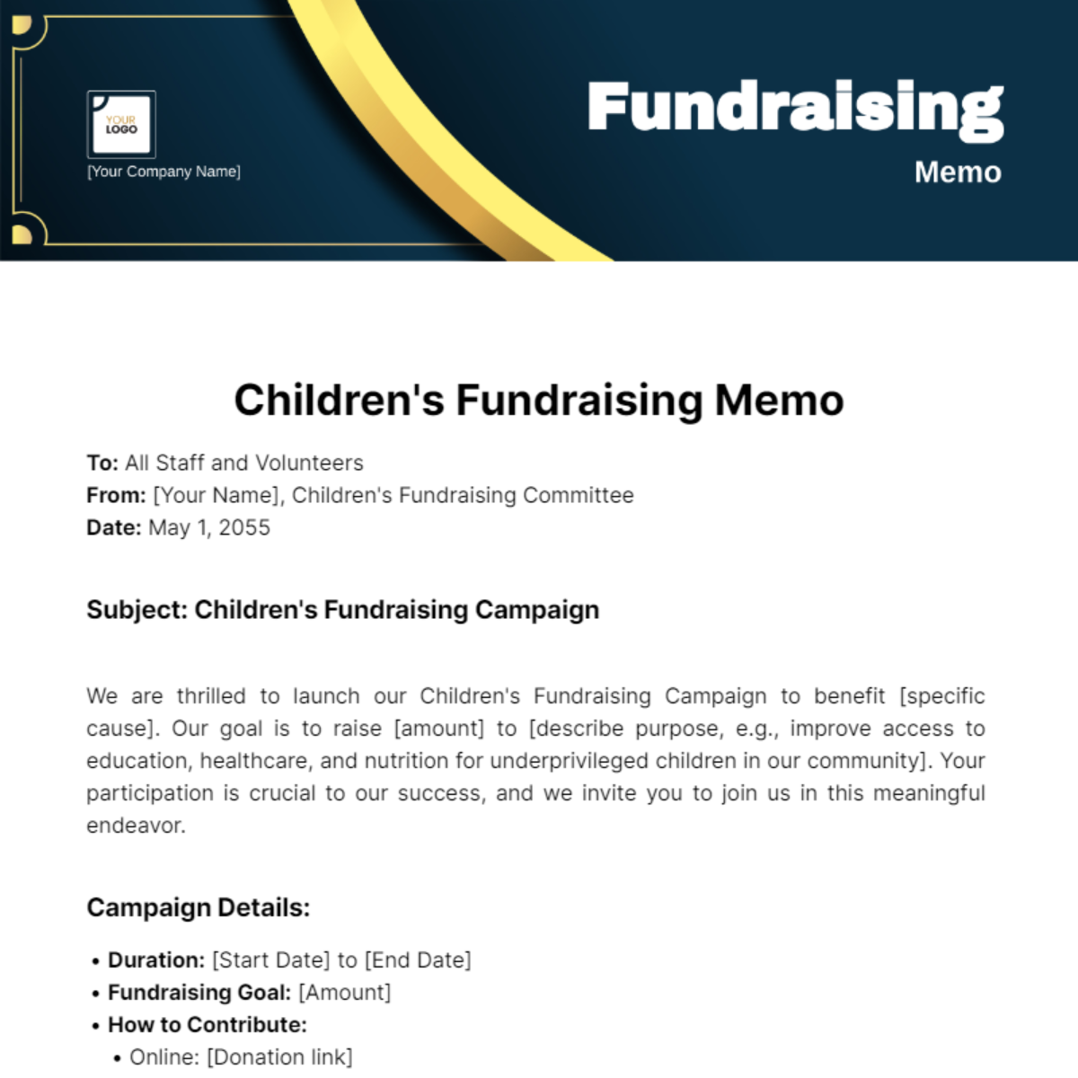 Fundraising Memo Template