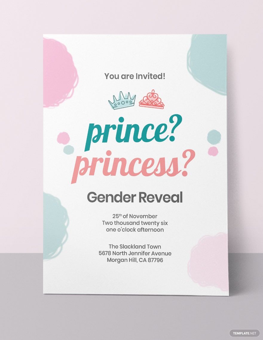 Free Gender Reveal Prince Or Princess Invitation Template