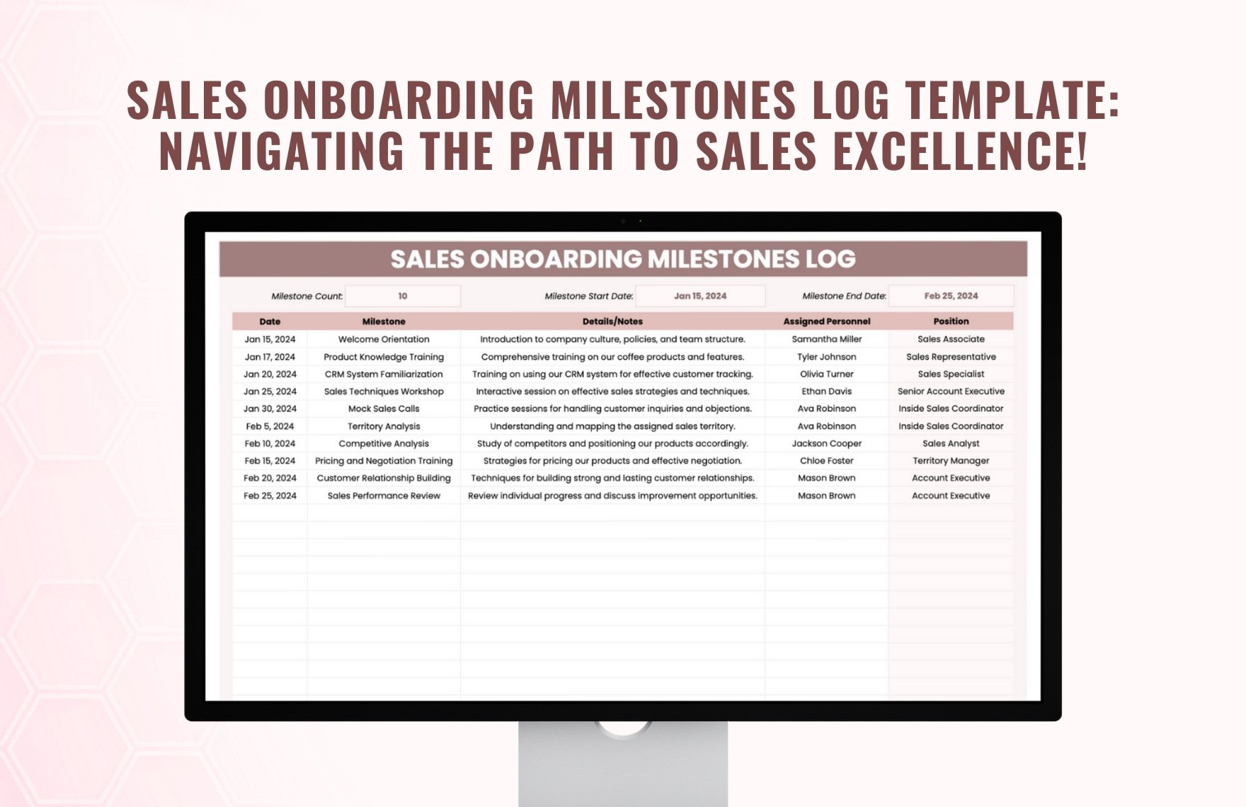 Sales Onboarding Milestones Log Template
