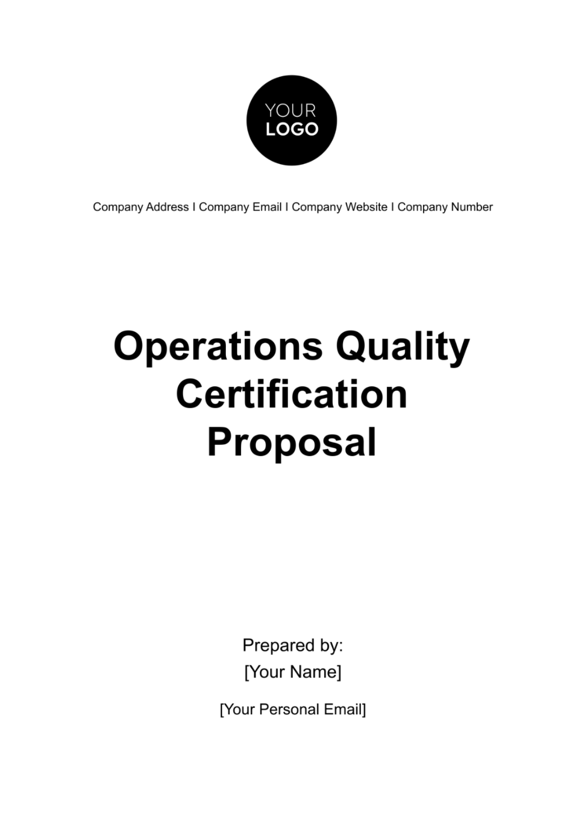 Free Operations Quality Certification Proposal Template