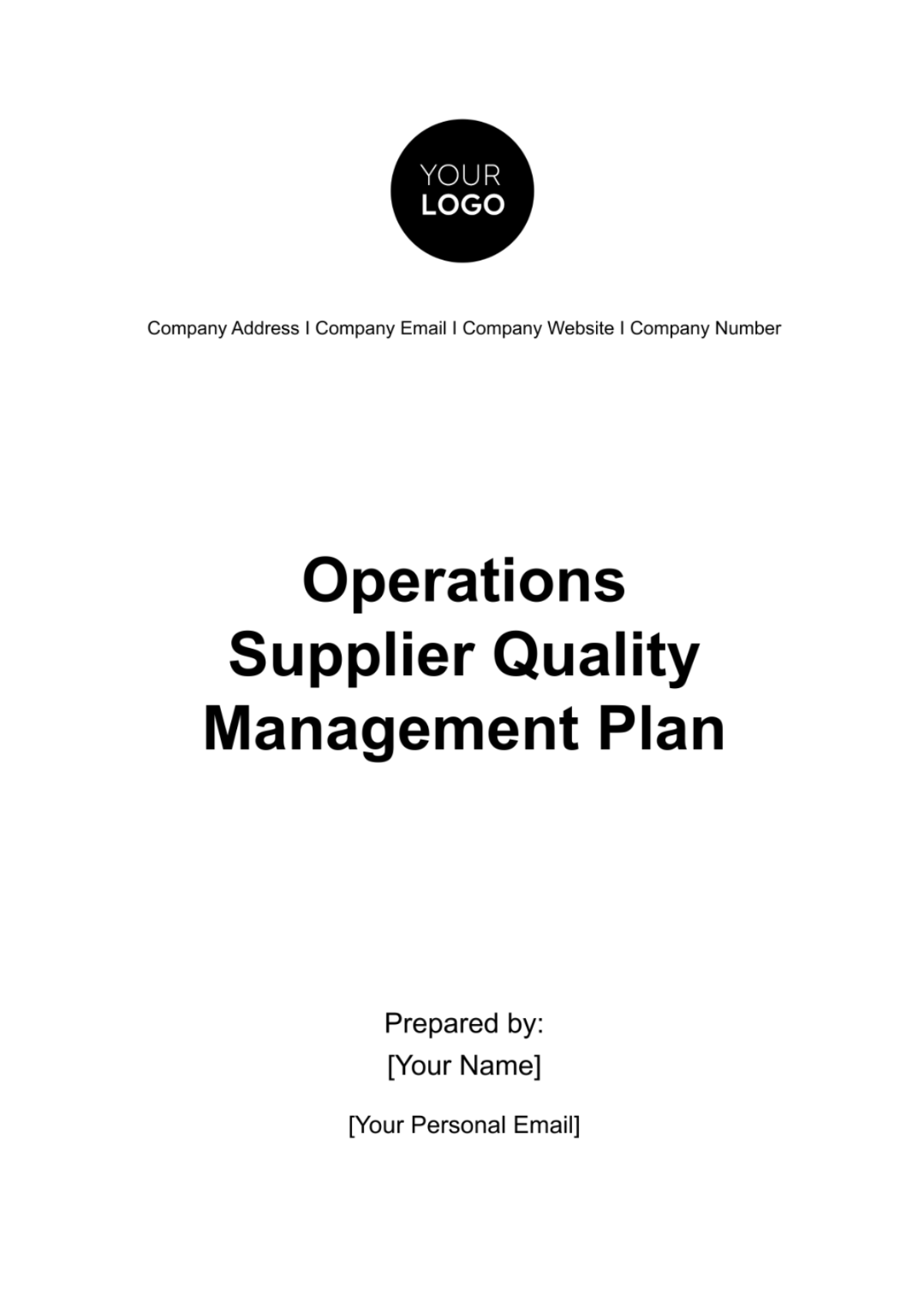 Operations Supplier Quality Management Plan Template - Edit Online & Download