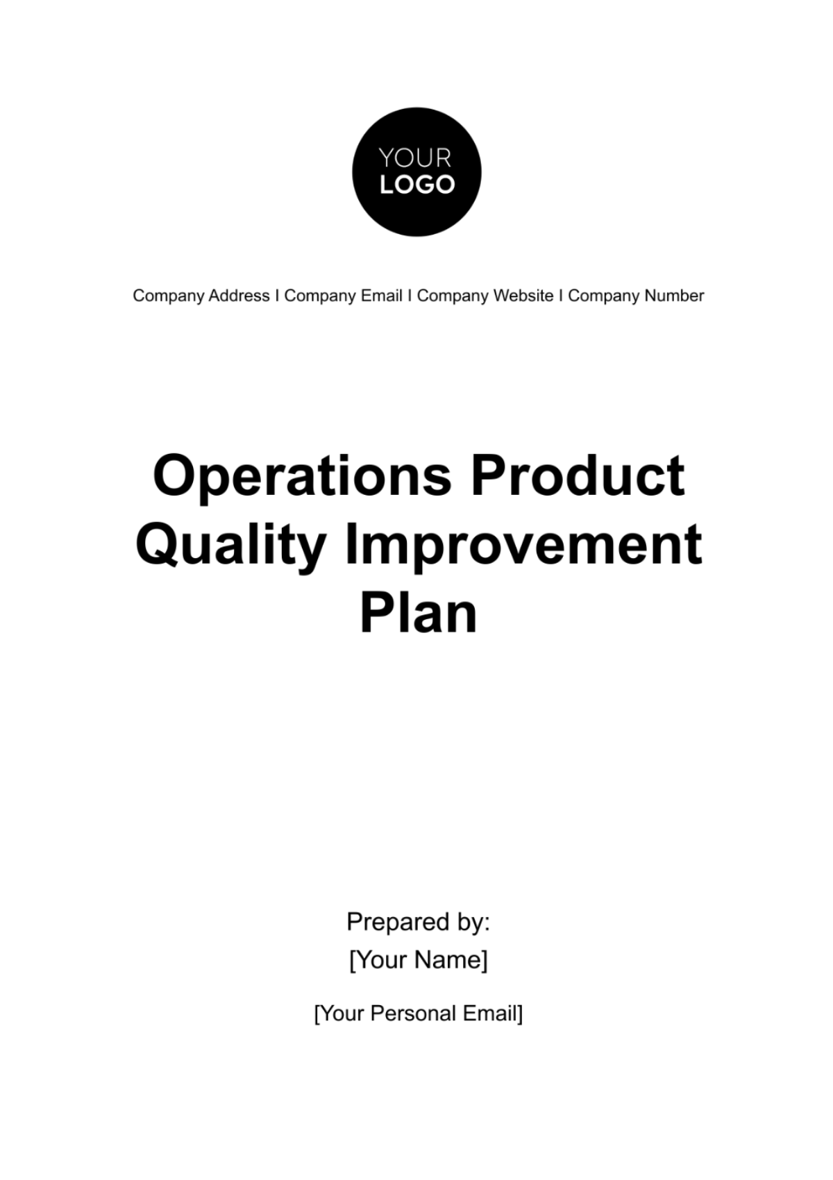 Operations Product Quality Improvement Plan Template