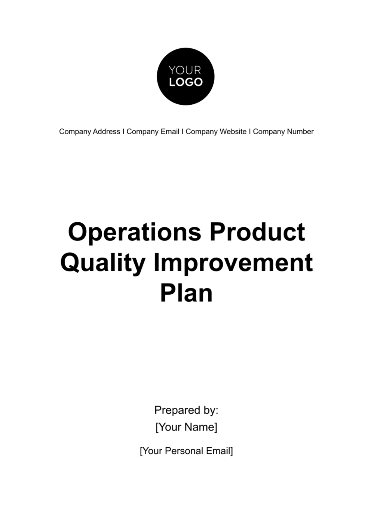 Operations Product Quality Improvement Plan Template - Edit Online & Download