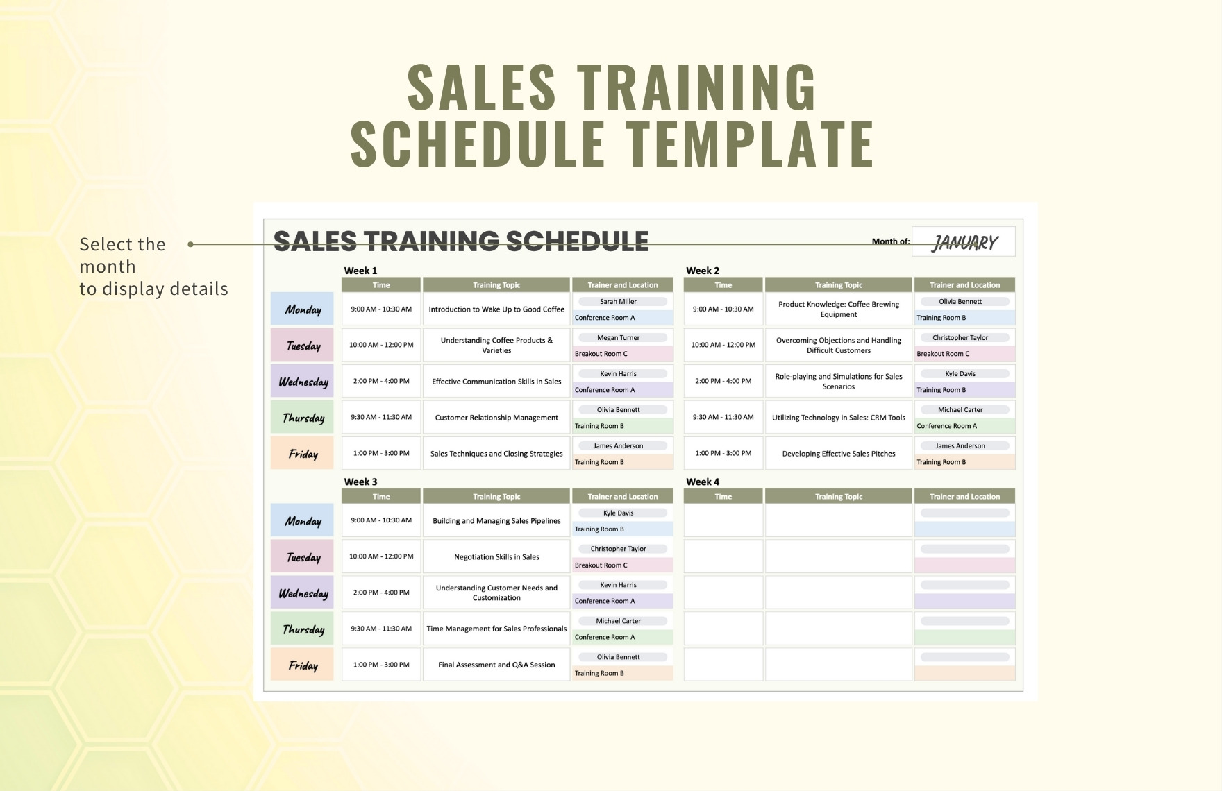 Sales Training Schedule Template