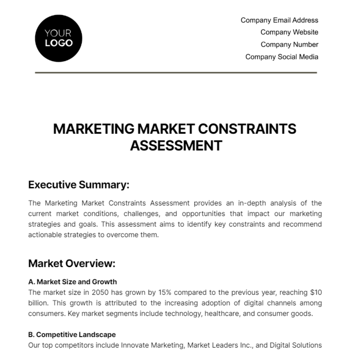 Marketing Market Constraints Assessment Template