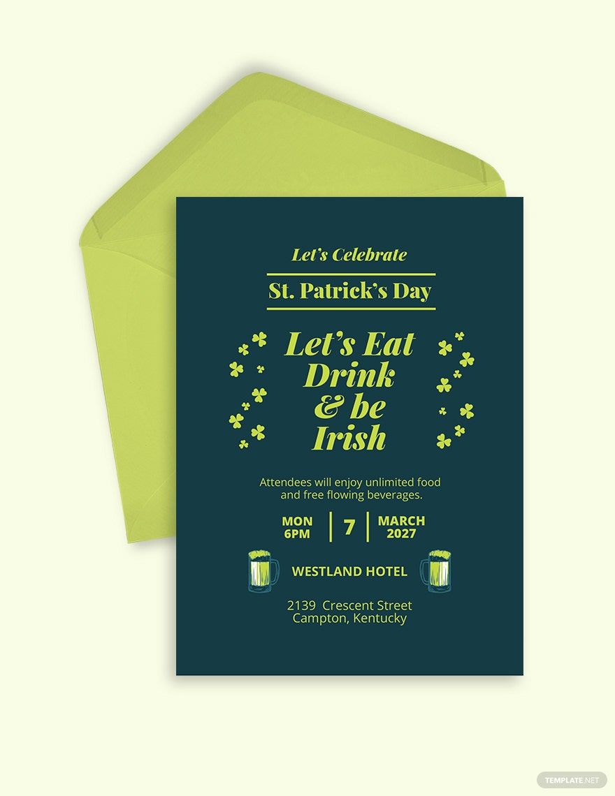 st patrick s day dinner invite templet