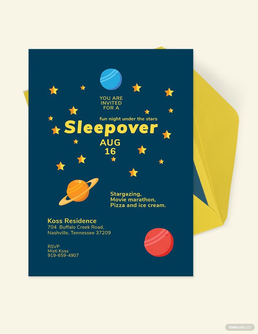 Free Stars Sleepover Invitation Template