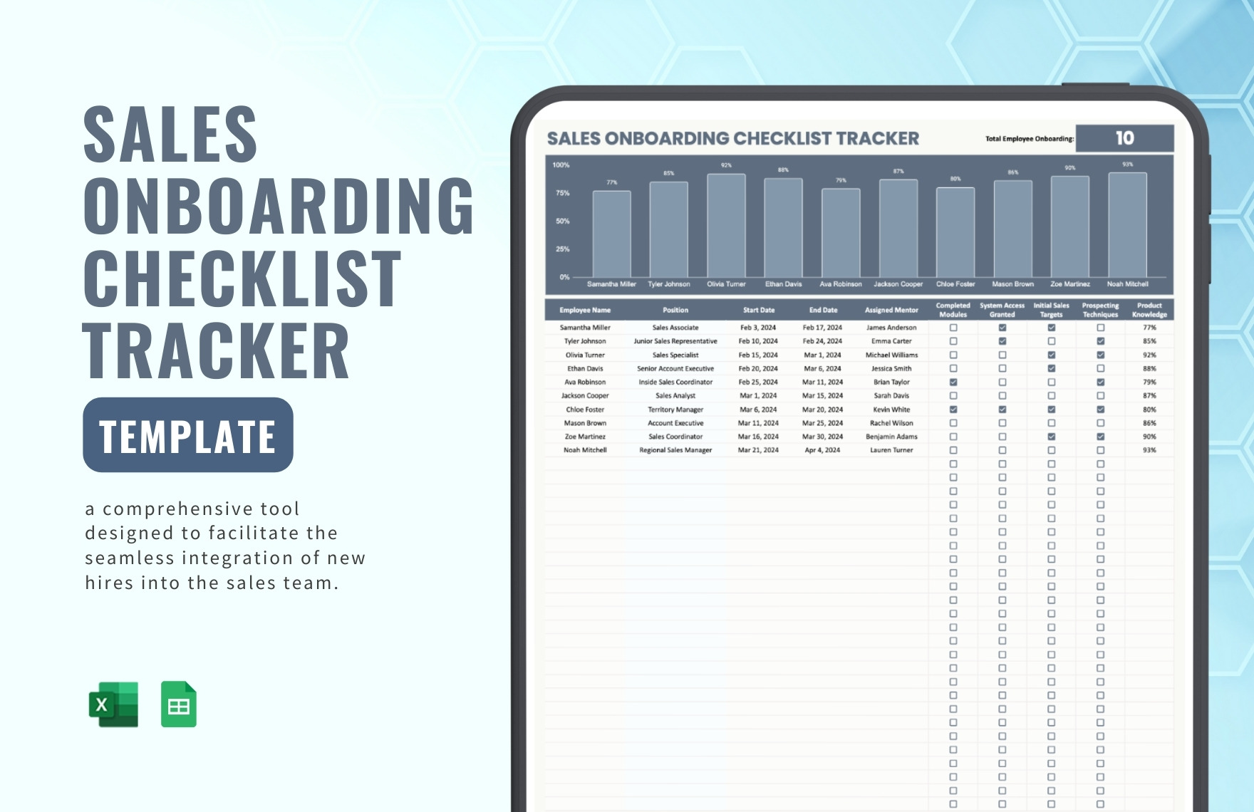 Sales Onboarding Checklist Tracker Template in Excel, Google Sheets