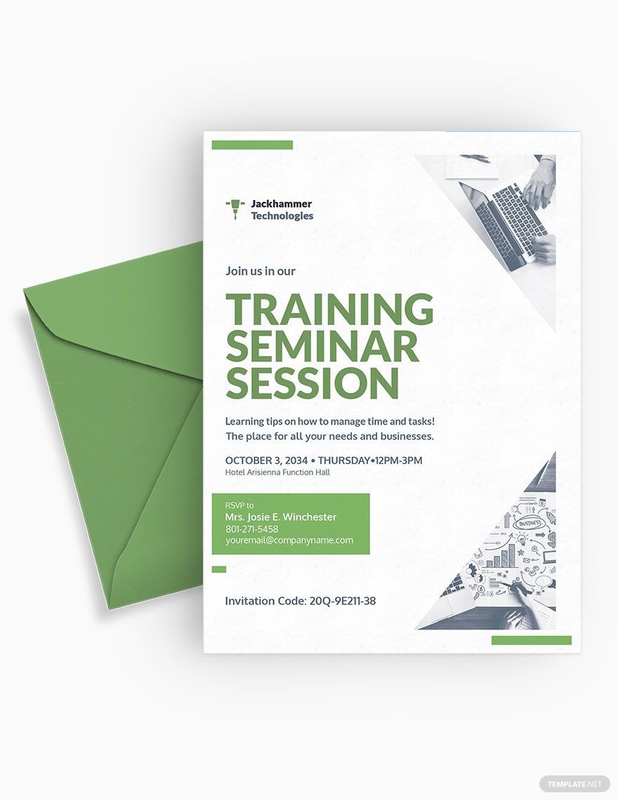 Training Seminar invitation Template in Word, Illustrator, PSD, Apple Pages, Publisher