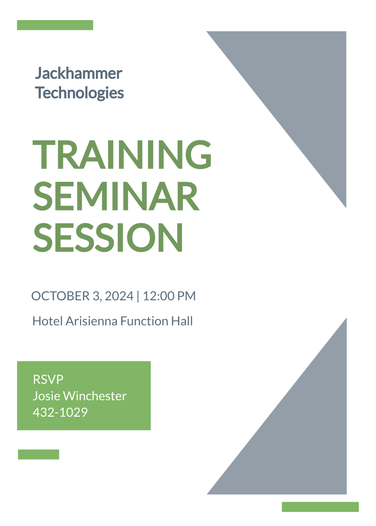 Training Seminar invitation Template
