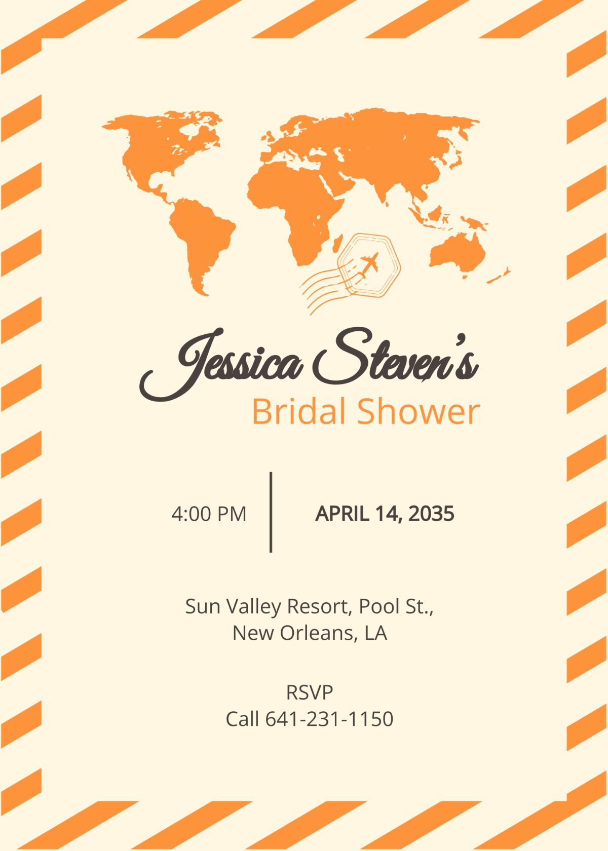 Travel Bridal Shower Invitation Template