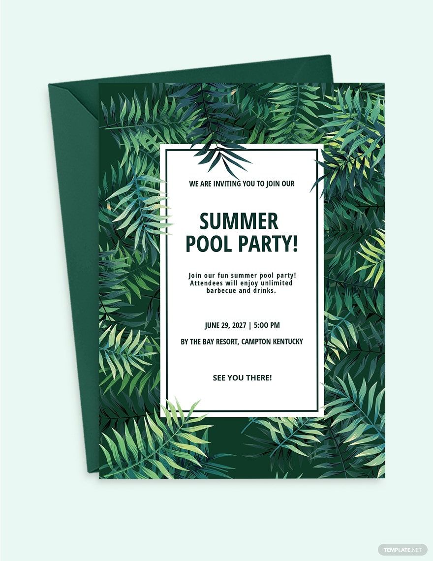 Tropical Leaves Invitation Template